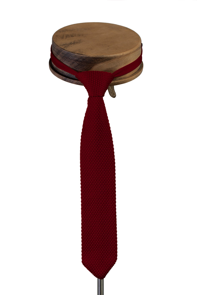 Childrens knitted ties Burgundy