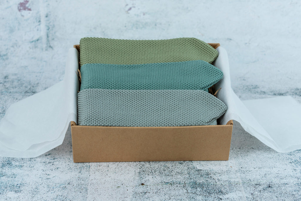 Mens knitted tie subscription boxes