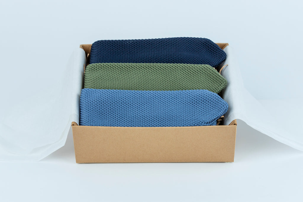 Mens knitted tie subscription boxes