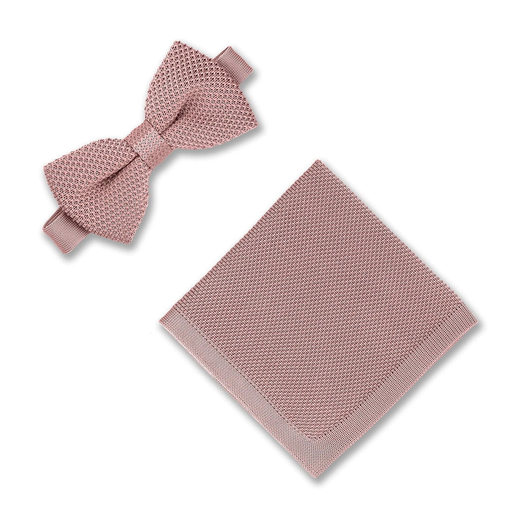 Broni&Bo Antique Rose Knitted bow tie and pocket square sets