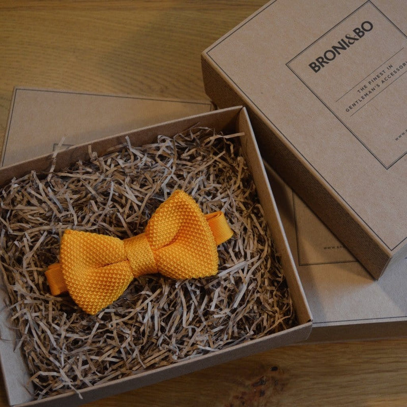 Orange Knitted Wedding Bow Tie