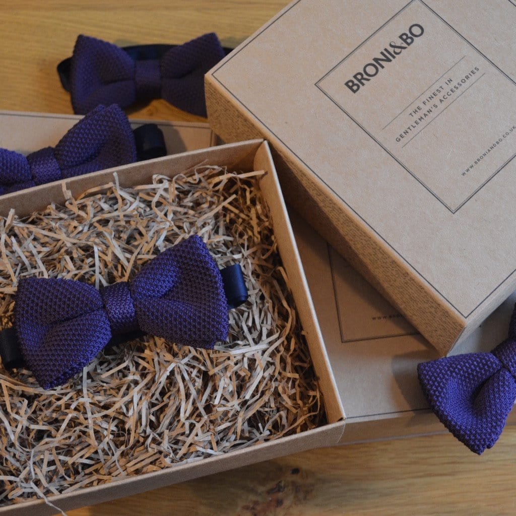 Royal Purple Knitted Wedding Bow Tie