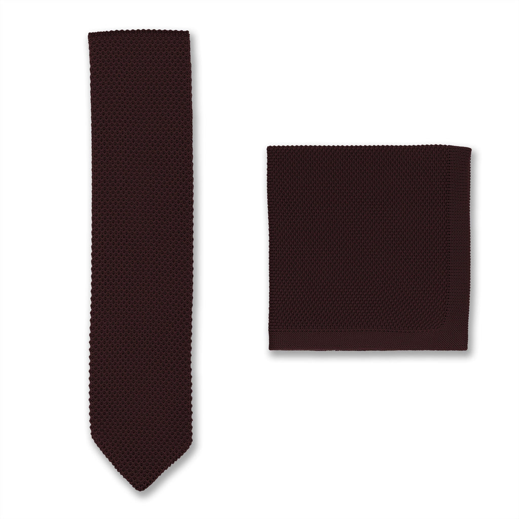 Broni&Bo Tie sets Brown Brown knitted tie and pocket square set