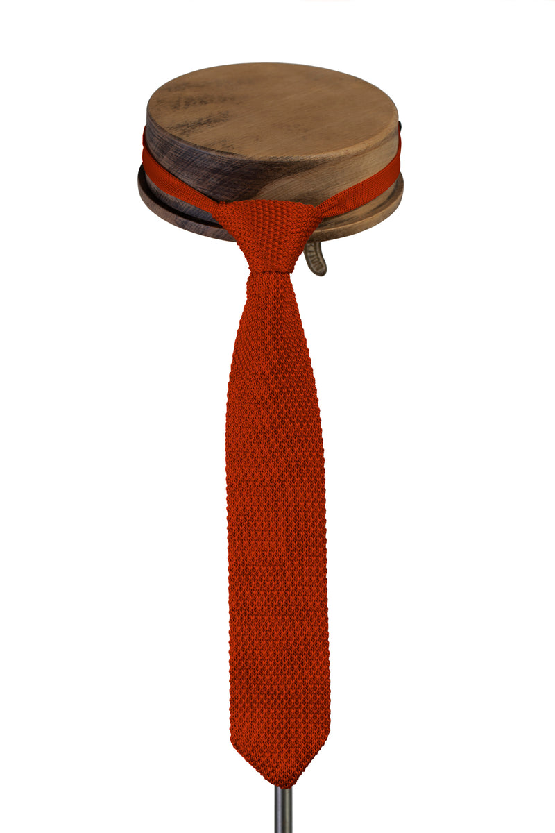 Childrens knitted ties Terracotta