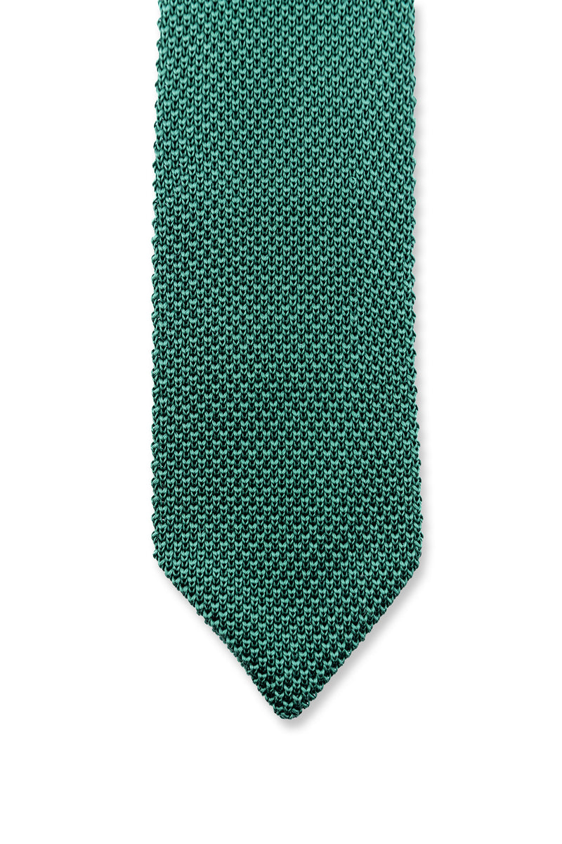 Green knitted silk tie 
