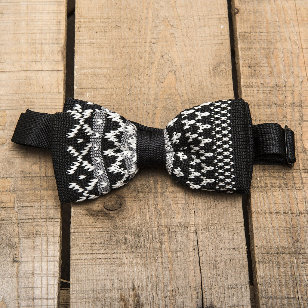 Black and White Patterned Bow Tie