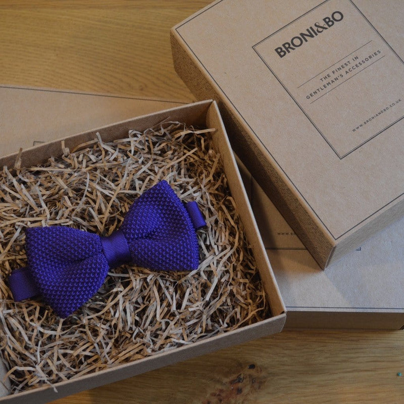 Purple Knitted Wedding Bow Tie