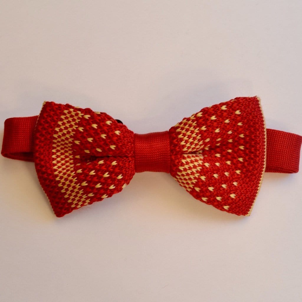 Red and Orange Knitted Bow Tie