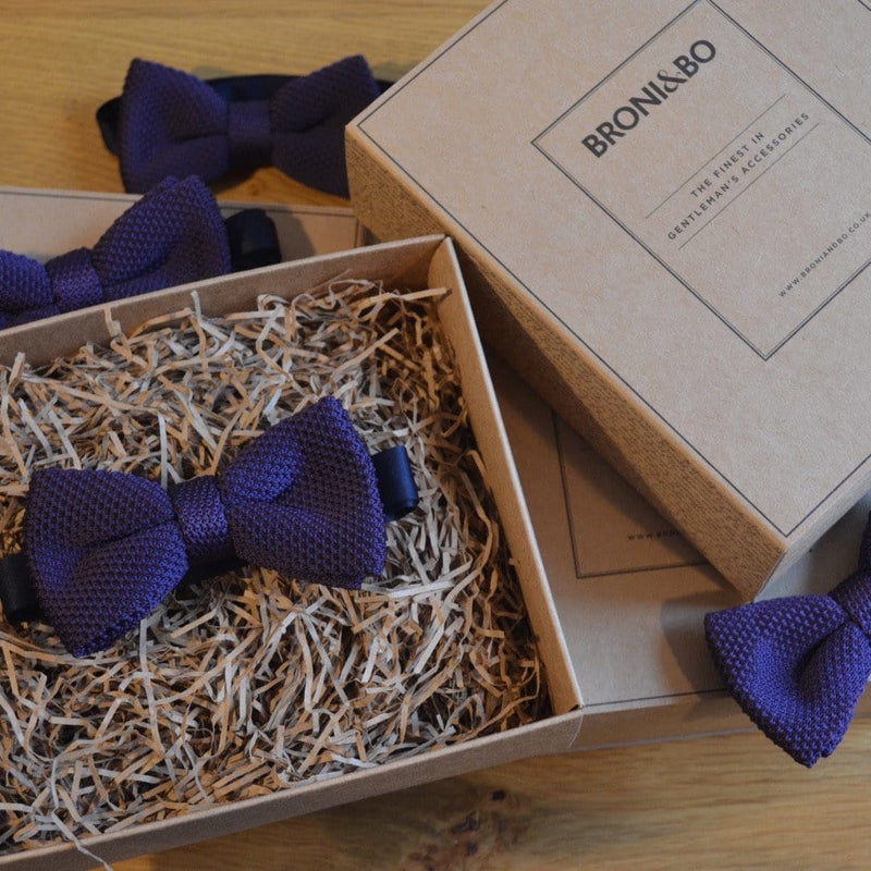 Royal Purple Knitted Wedding Bow Tie