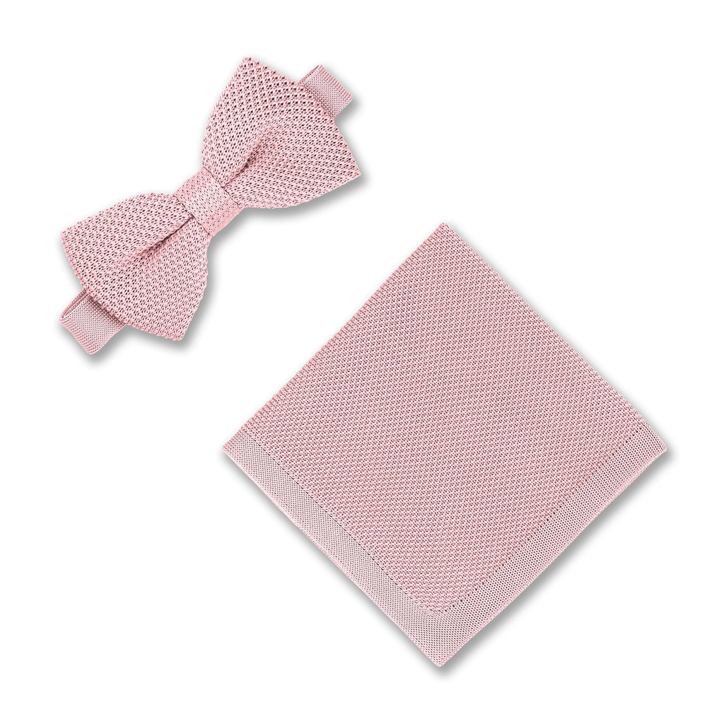 Broni&Bo Dusty Pink Knitted bow tie and pocket square sets