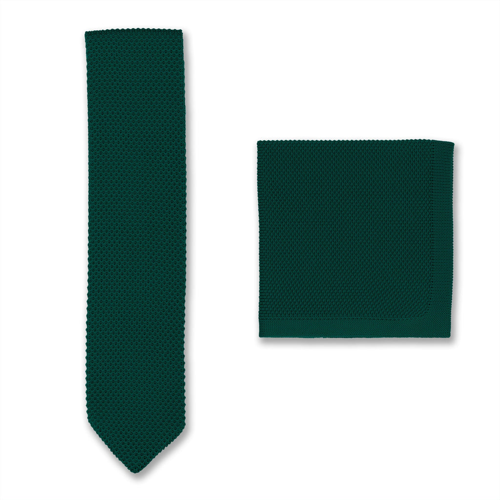 Broni&Bo  Green Knitted tie and pocket square sets