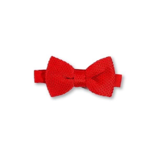Children's pillar box red knitted bow tie
