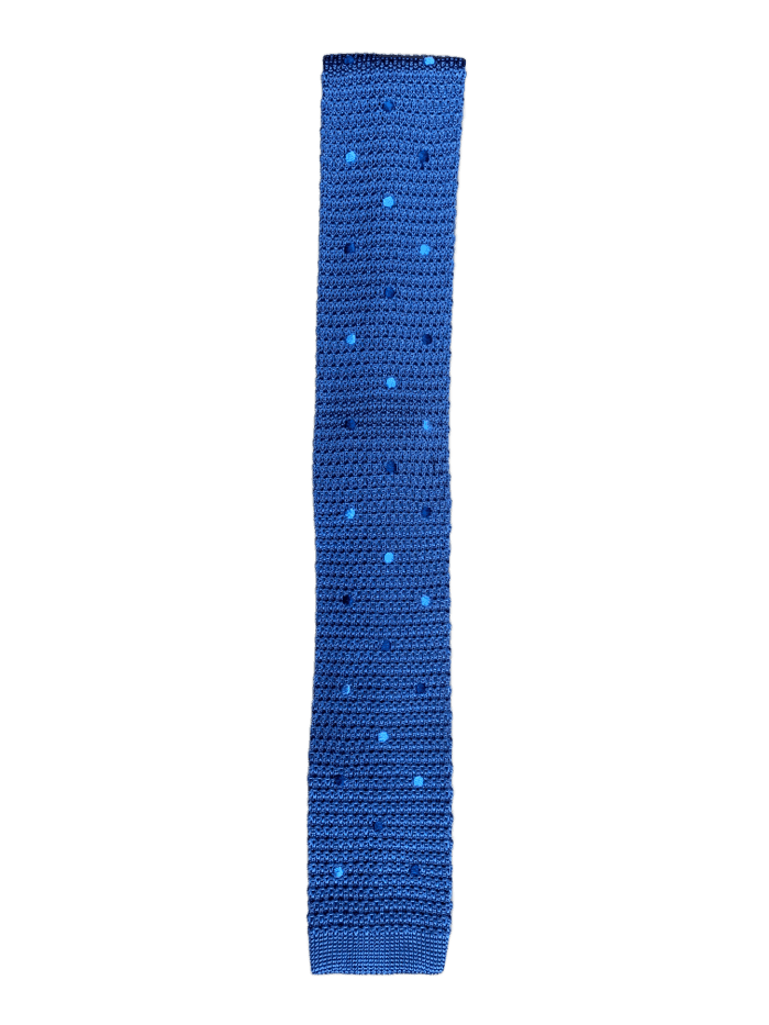Blue Polka Dot Knitted Tie
