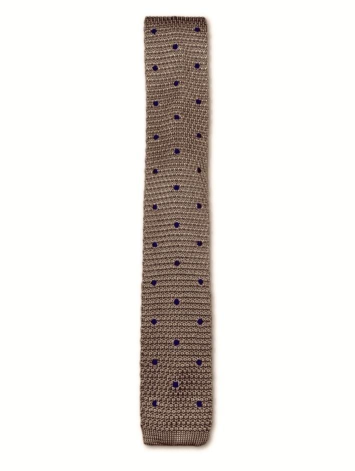 Champagne-Polka Dot Knitted Tie