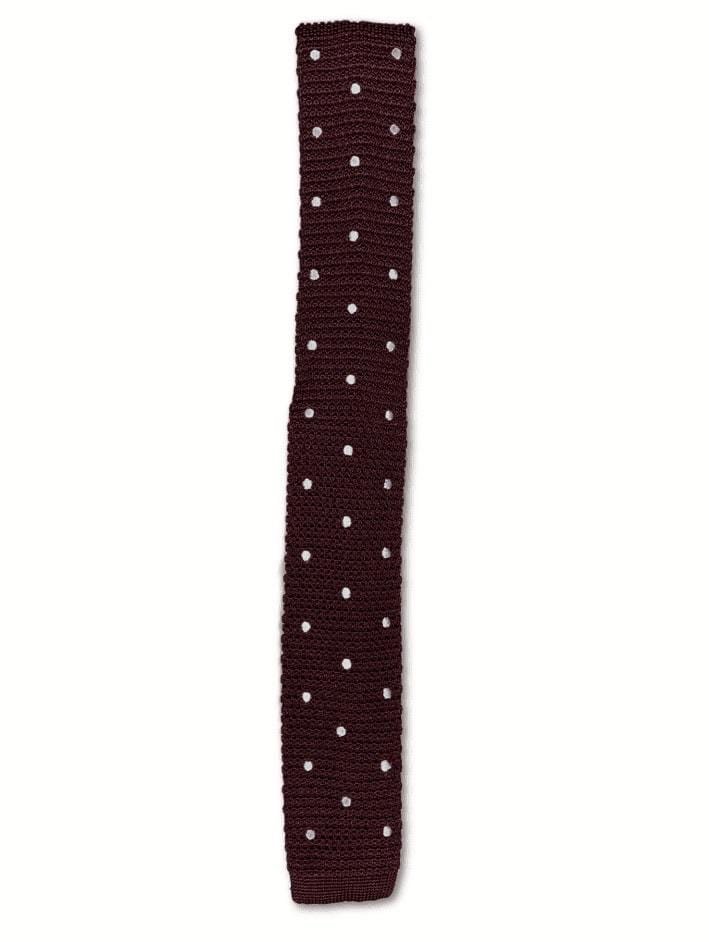 Maroon Polka Dot Knitted Tie