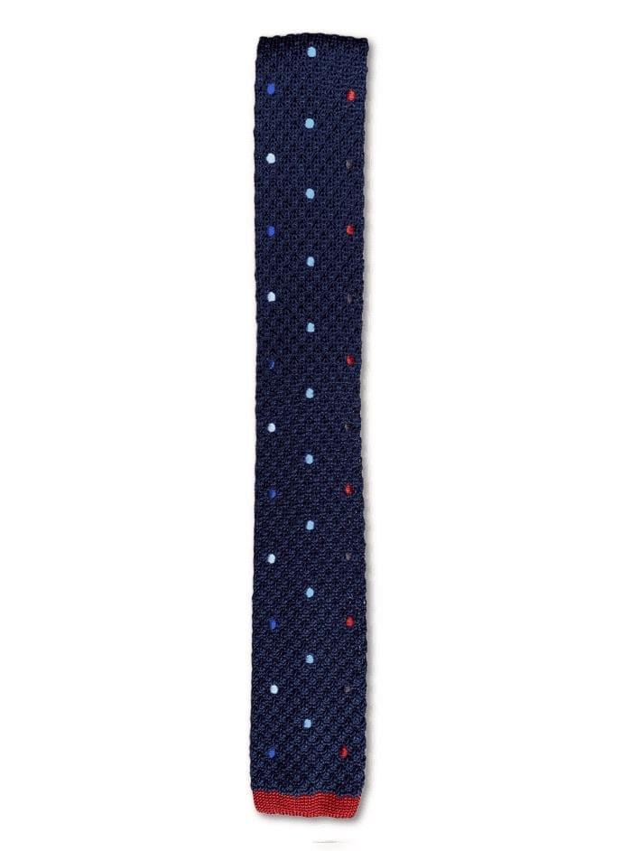 Navy Blue Polka Dot Knitted Tie