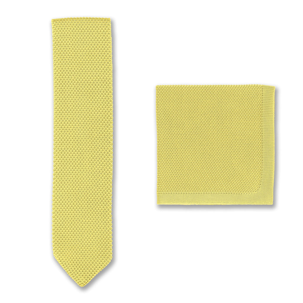 Broni&Bo  Mellow Yellow Knitted tie and pocket square sets