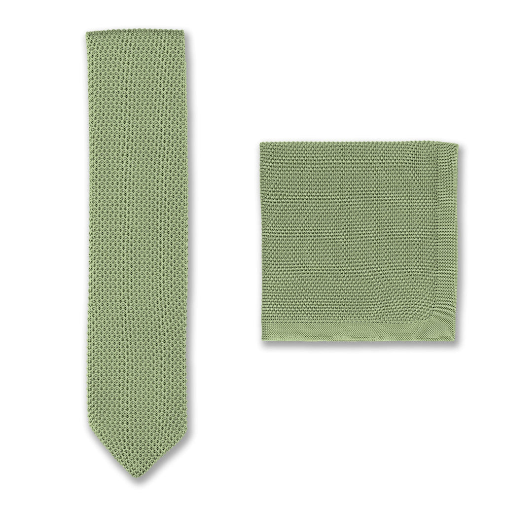 Broni&Bo  Olive Green Knitted tie and pocket square sets