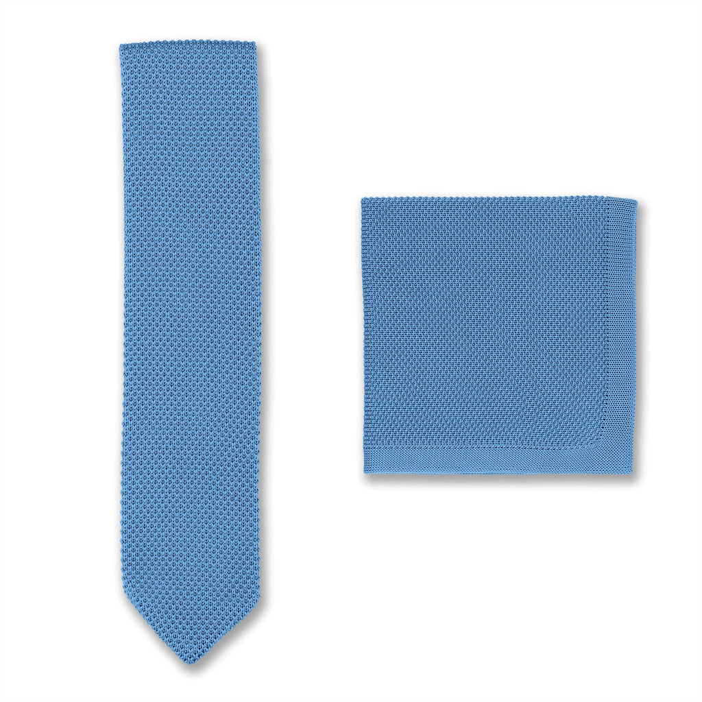 Broni&Bo  Pastel Blue Knitted tie and pocket square sets