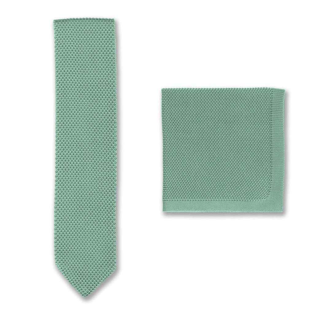 Broni&Bo  Sage Green Knitted tie and pocket square sets
