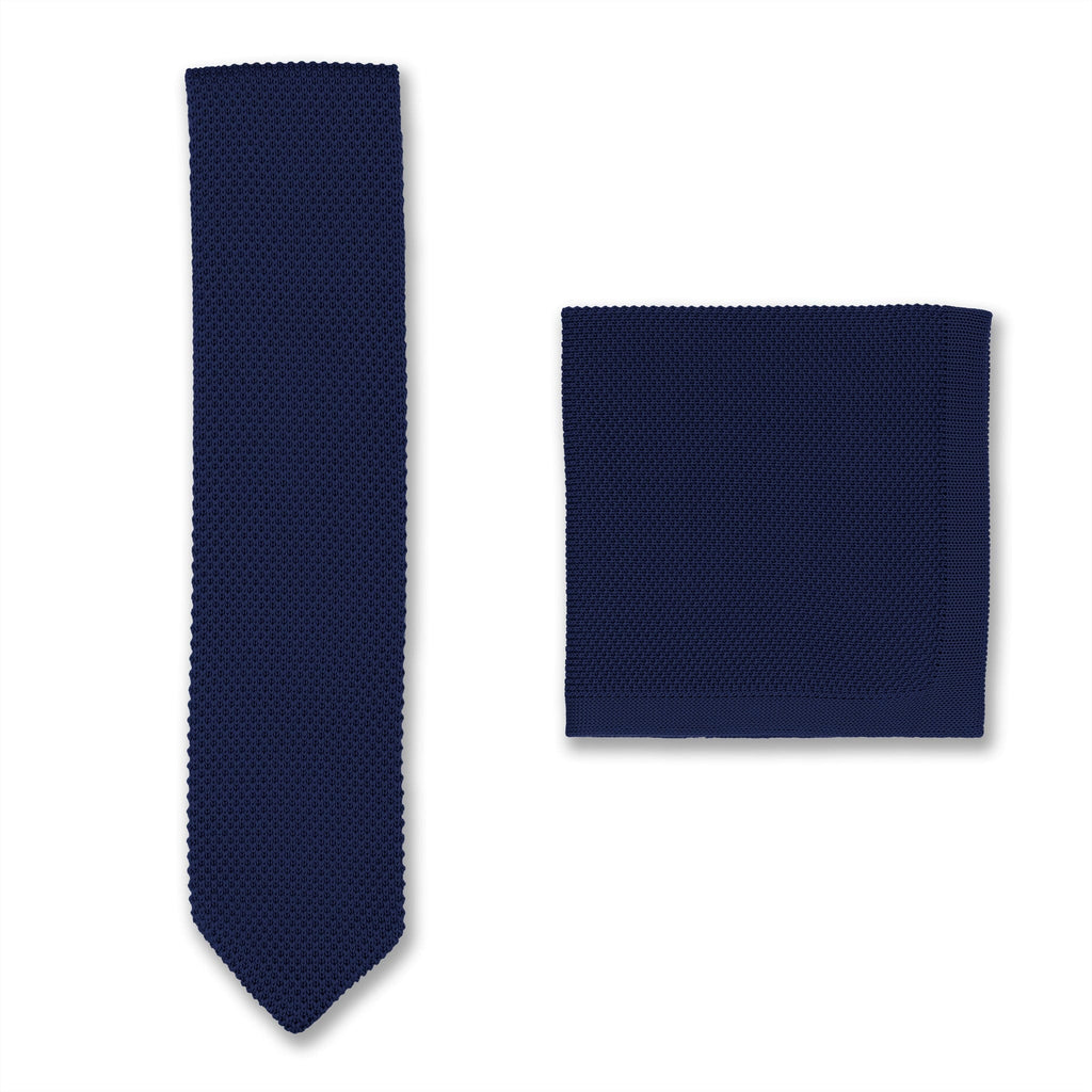 Broni&Bo  Stone Blue Knitted tie and pocket square sets