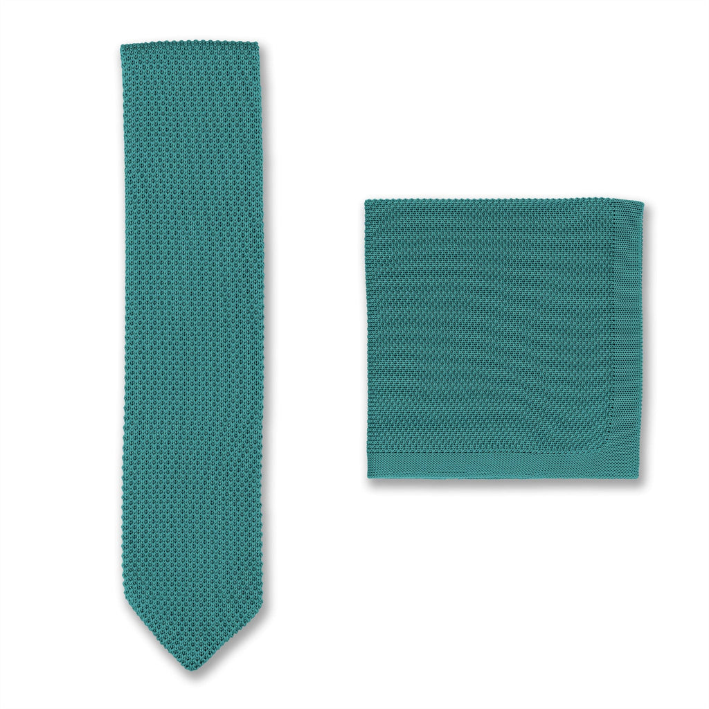 Broni&Bo  Teal Knitted tie and pocket square sets