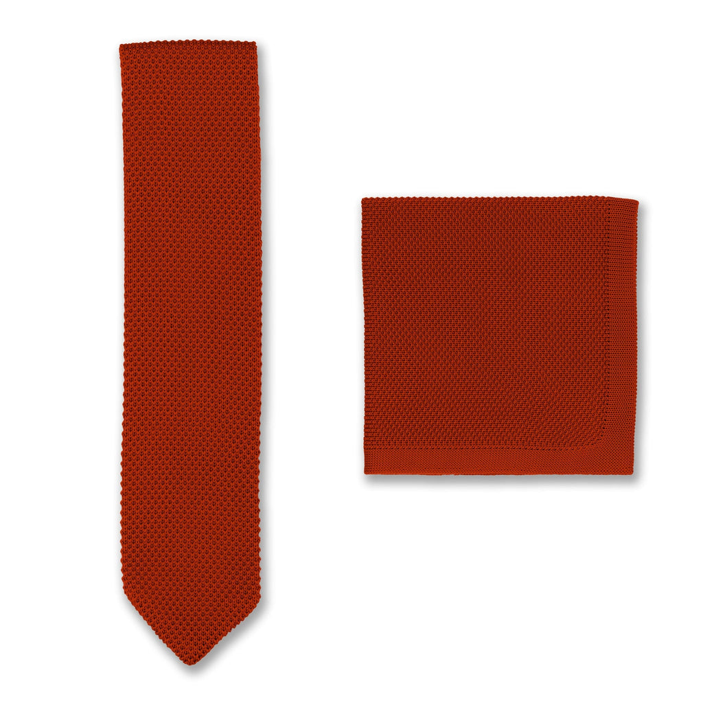 Broni&Bo  Terracotta Knitted tie and pocket square sets