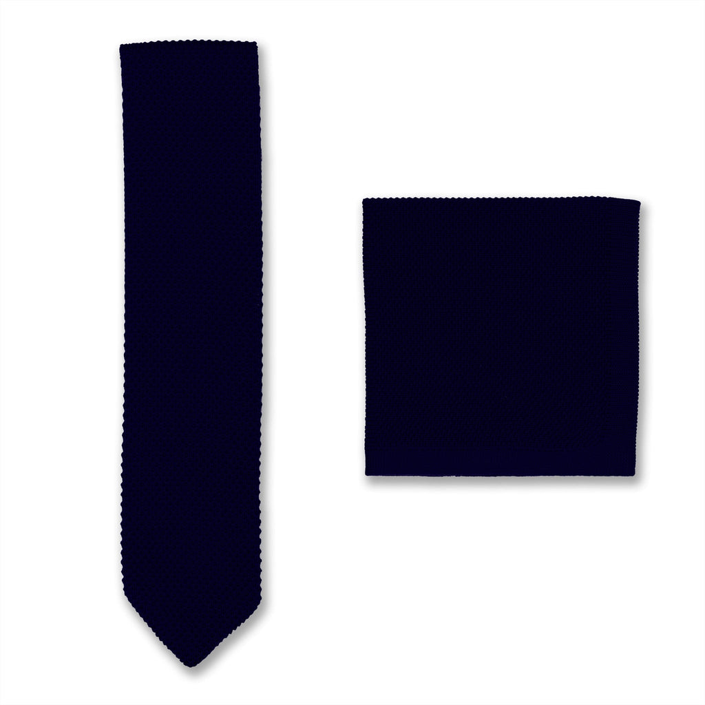 Broni&Bo Tie sets Ink Blue Ink blue knitted tie and pocket square set