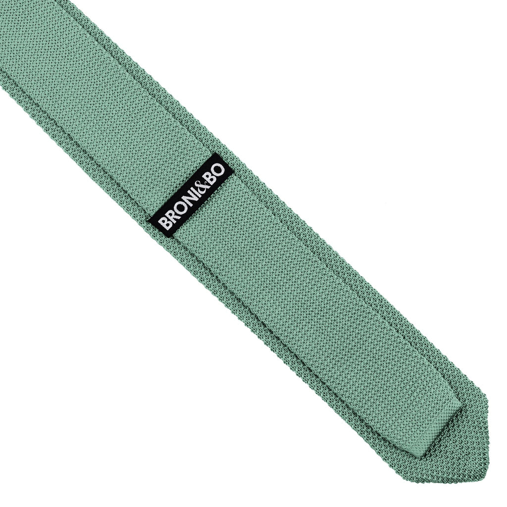 Broni&Bo Tie sets Sage Green Sage green knitted tie and pocket square set